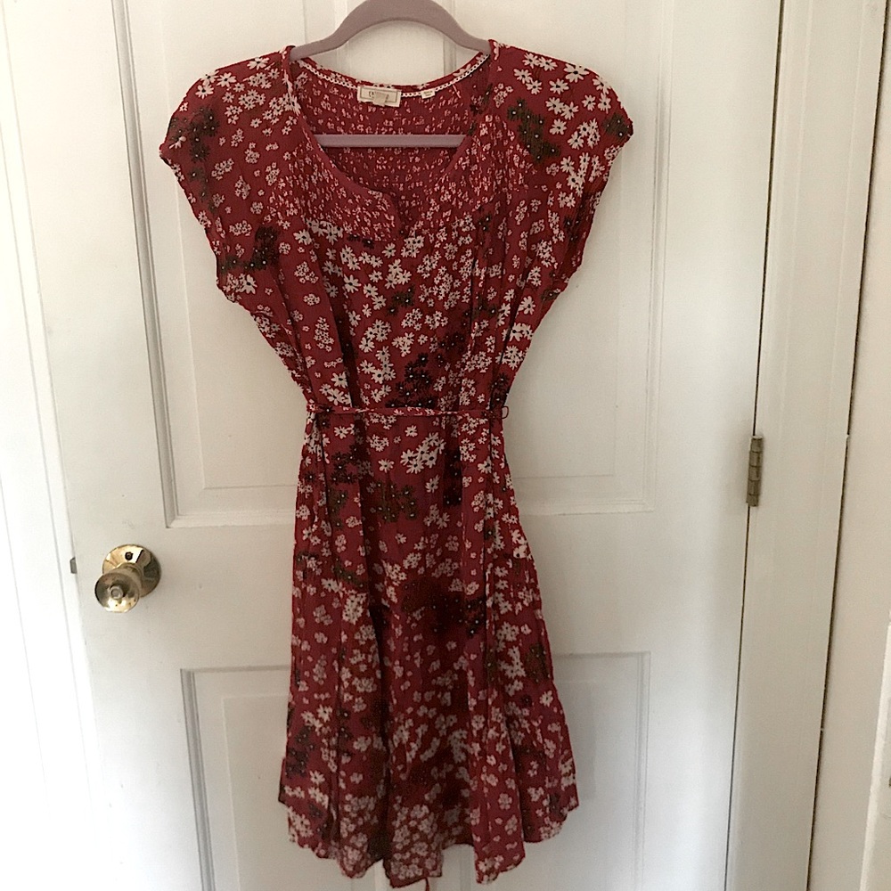 Fat Face Red Floral Dress Size 8